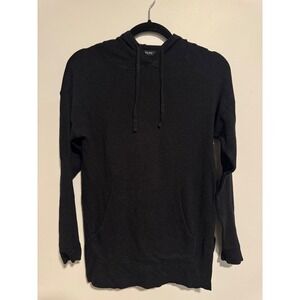 Leimere Womens Cashmere Blend Knit Hoodie Black Pullover Sweater Small